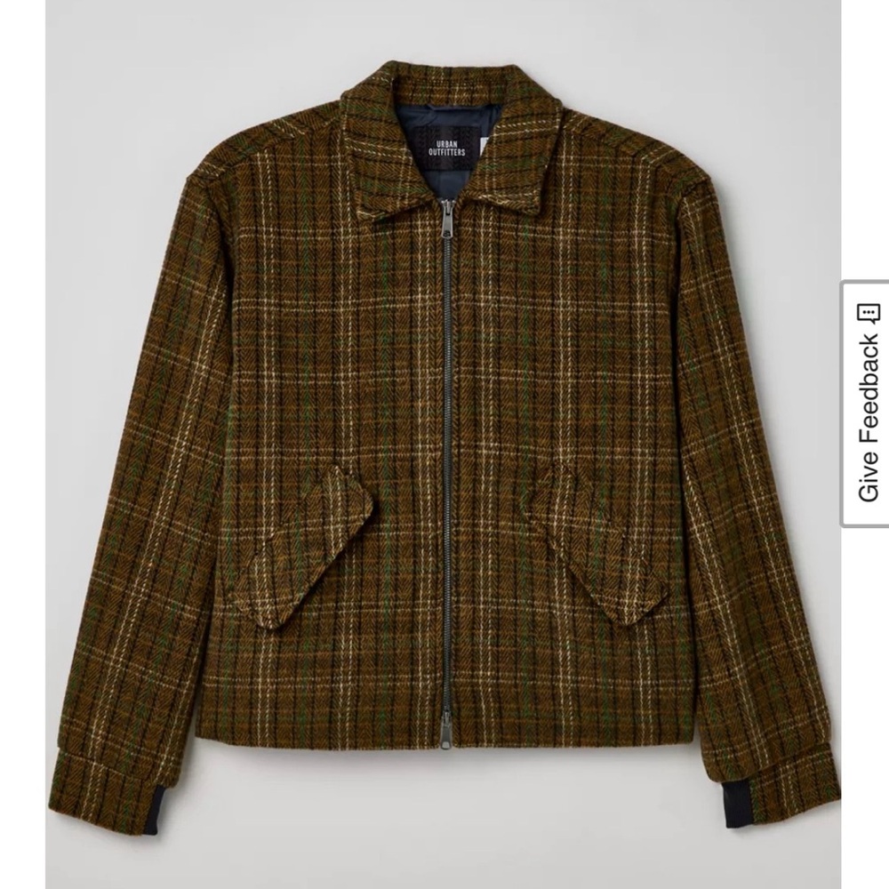 Urban Outfitters Plaid Brushed Zip Jacket